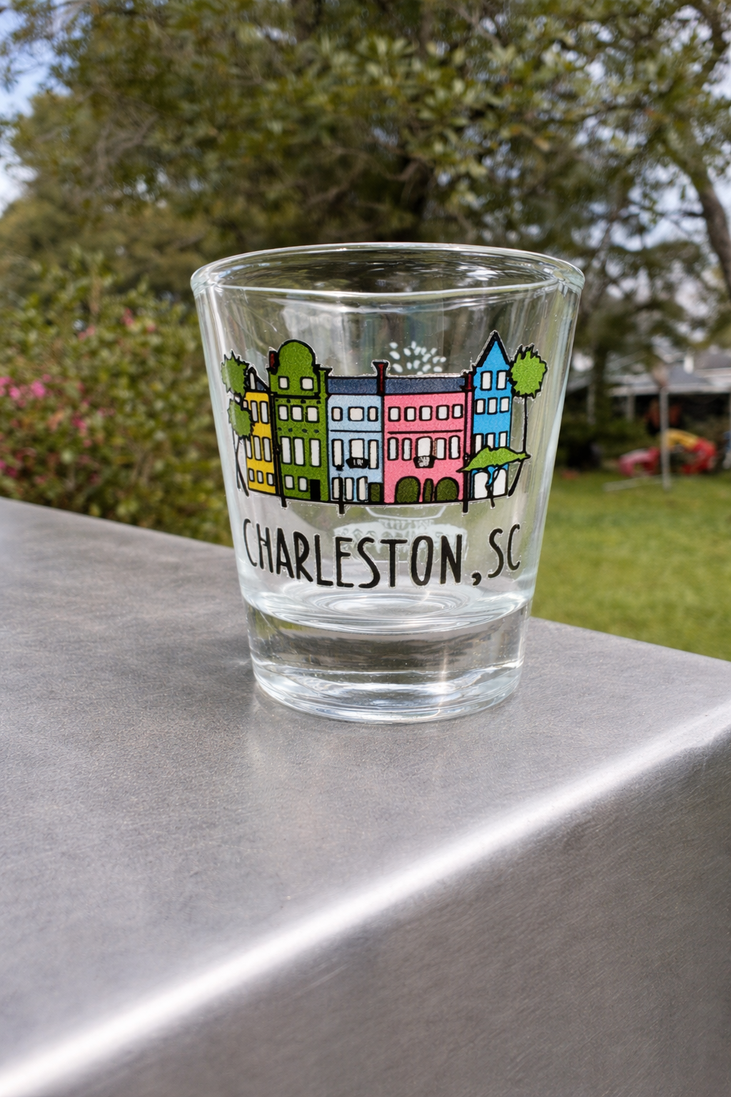 Rainbow Row Shot Glass