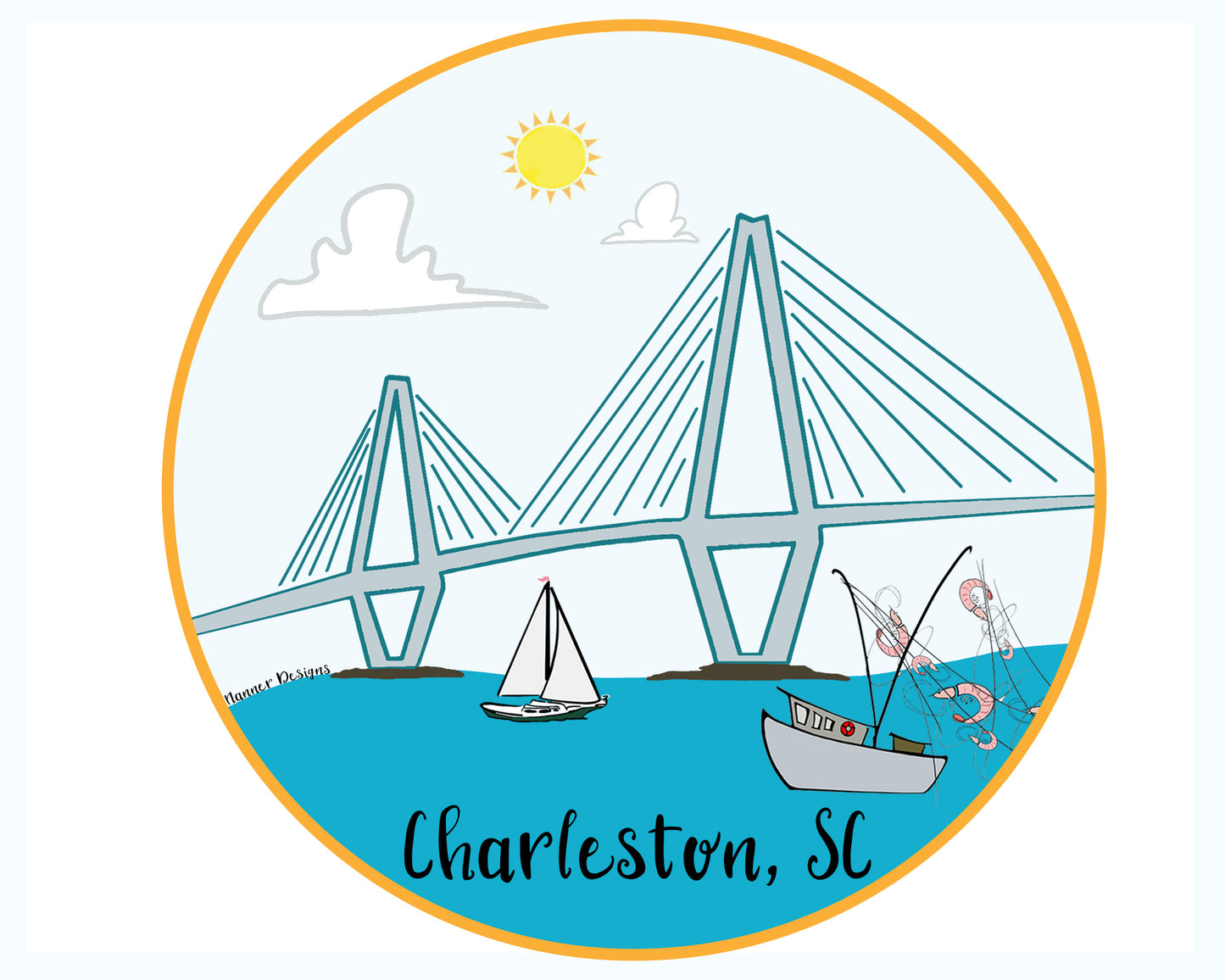 Charleston, SC Arthur Ravenel Jr. Bridge Die Cut Sticker