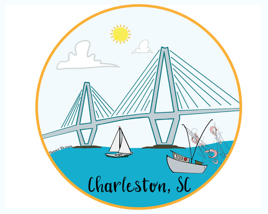 Charleston, SC Arthur Ravenel Jr. Bridge Die Cut Sticker