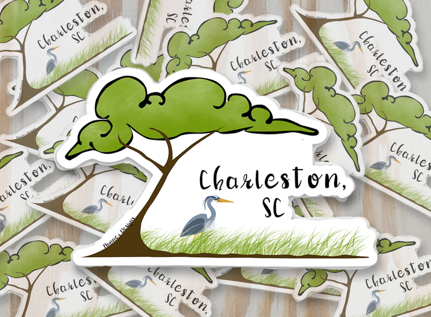 Heron & Oak Tree Charleston, SC Sticker