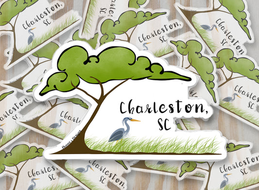Heron & Oak Tree Charleston, SC Sticker