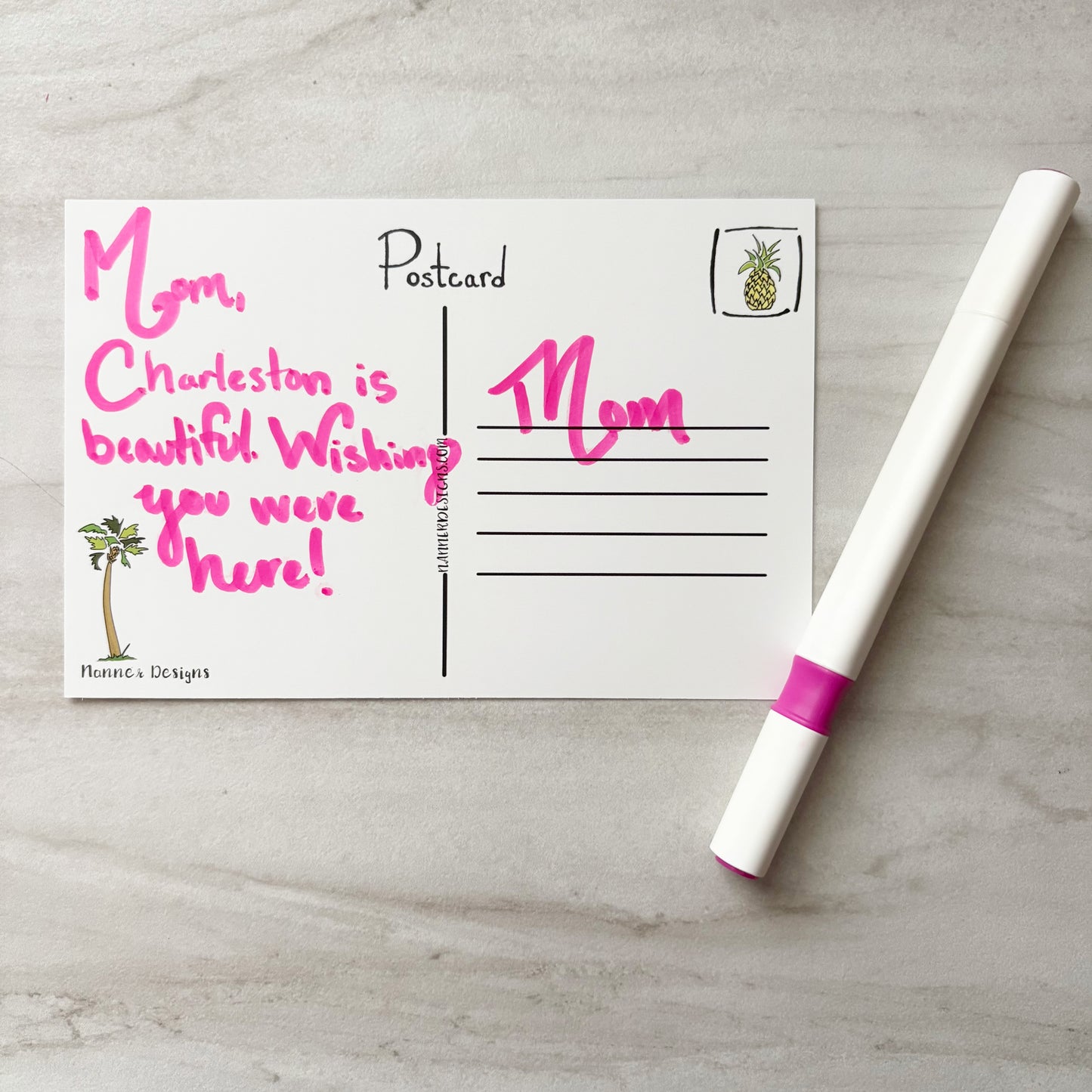 Pineapple Fountain Charleston, SC Postcard