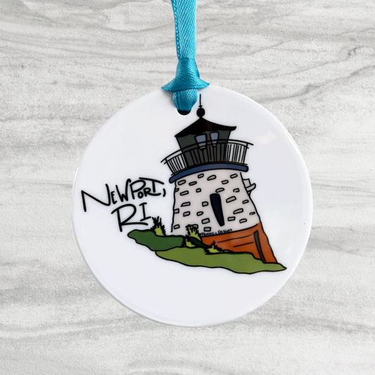 Lighthouse Newport, RI Ceramic Ornament