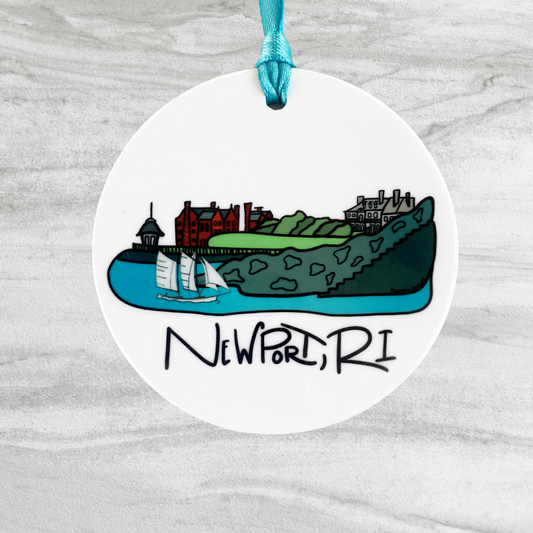Newport, RI Cliff Walk Ceramic Ornament