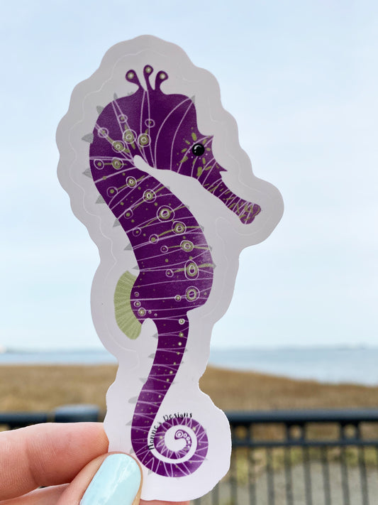 Purple Seahorse Sticker