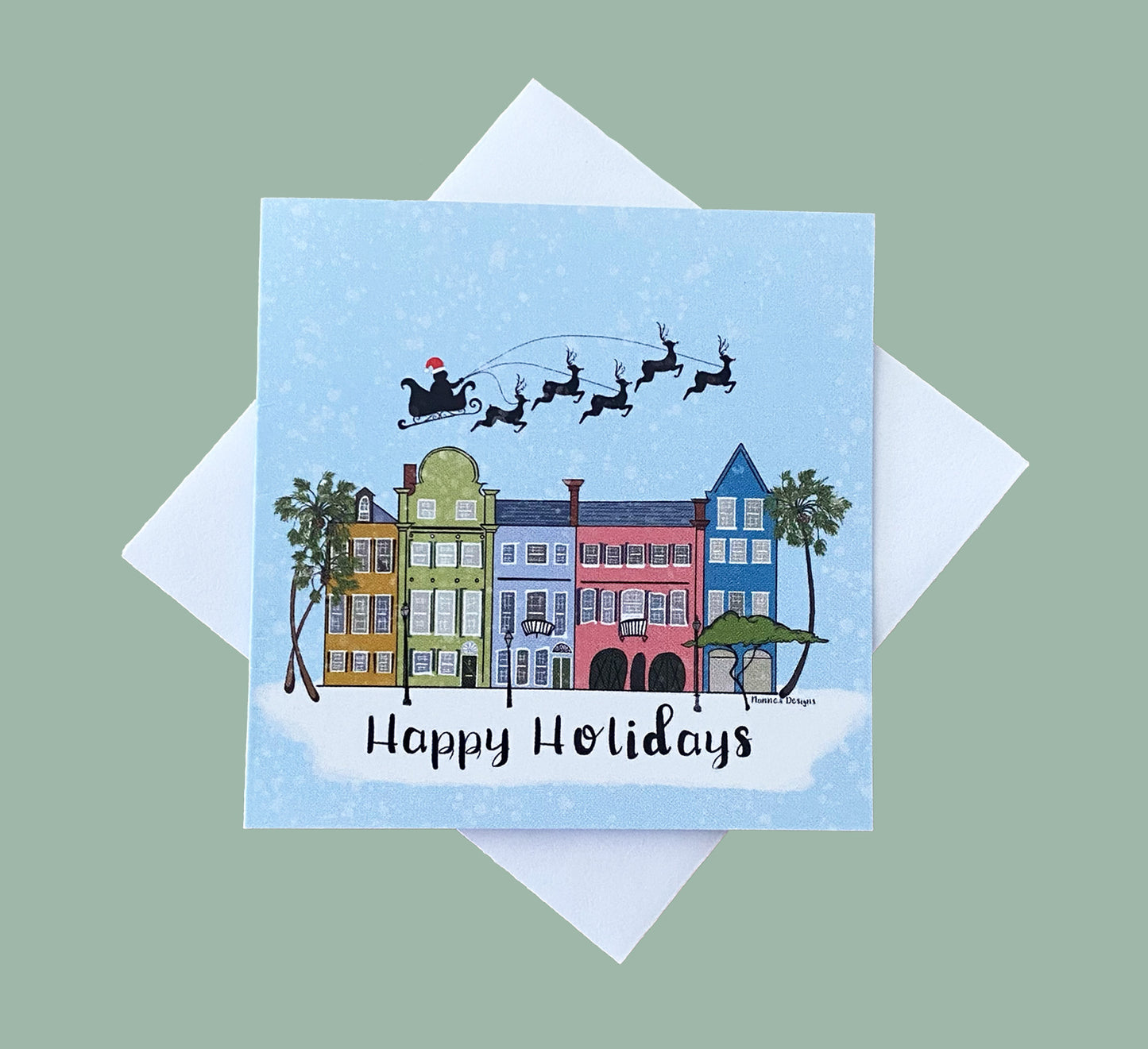 Happy Holidays Charleston Rainbow Row Lil Card
