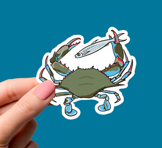 Blue Crab with Mullet Sticker