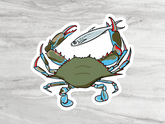 Blue Crab with Mullet Sticker
