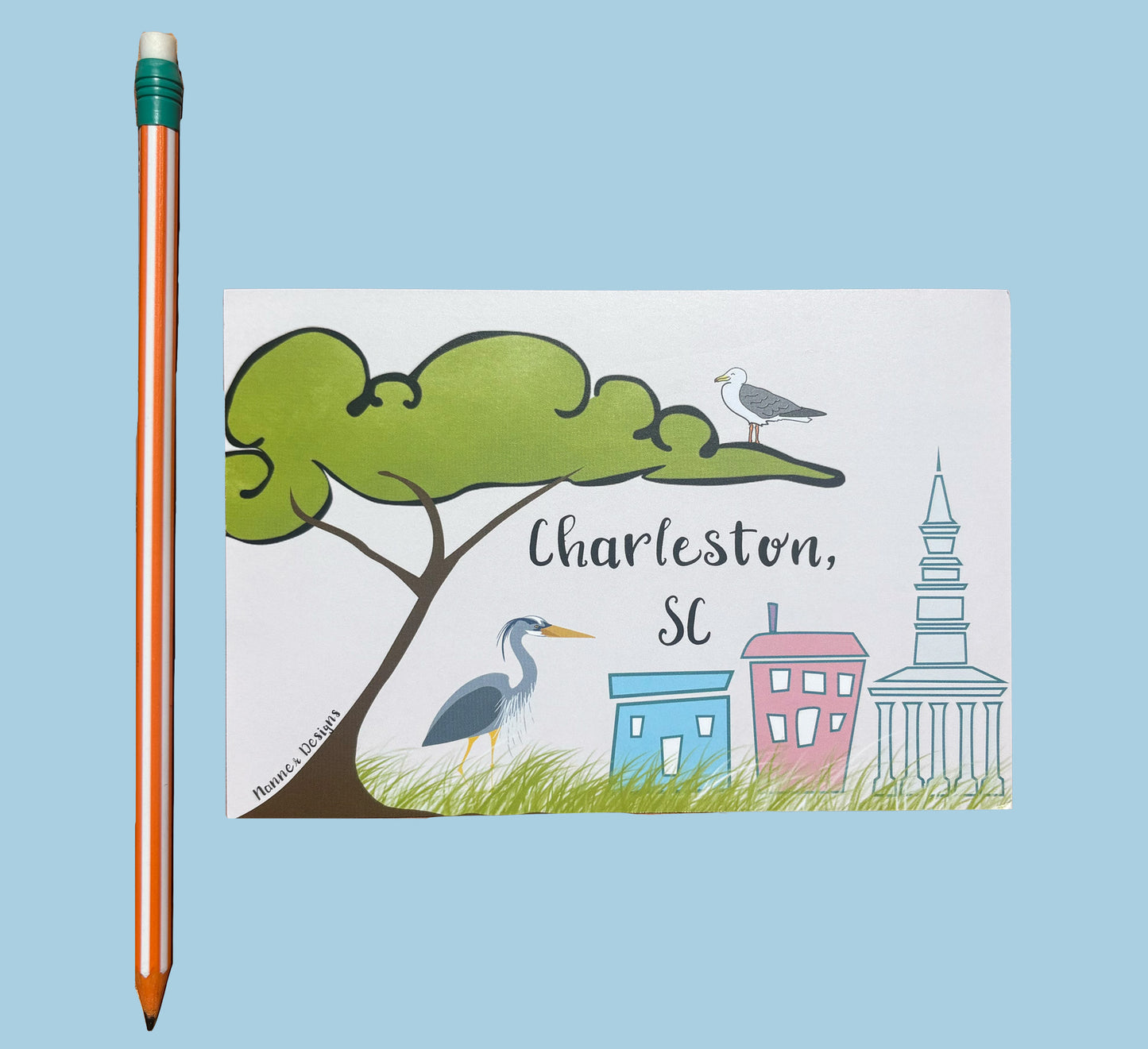Oak Tree & Heron Charleston, SC Postcard