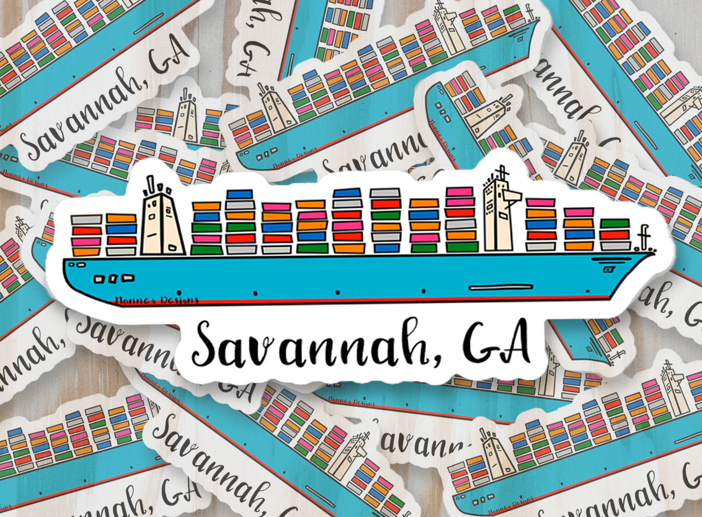 Container Ship Savannah, GA Sticker