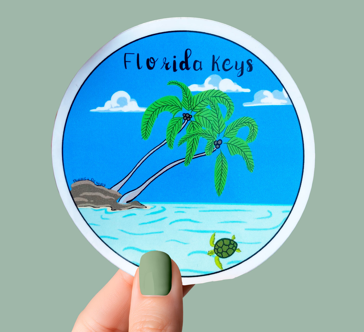 Florida Keys Palm Trees and Water Sticker