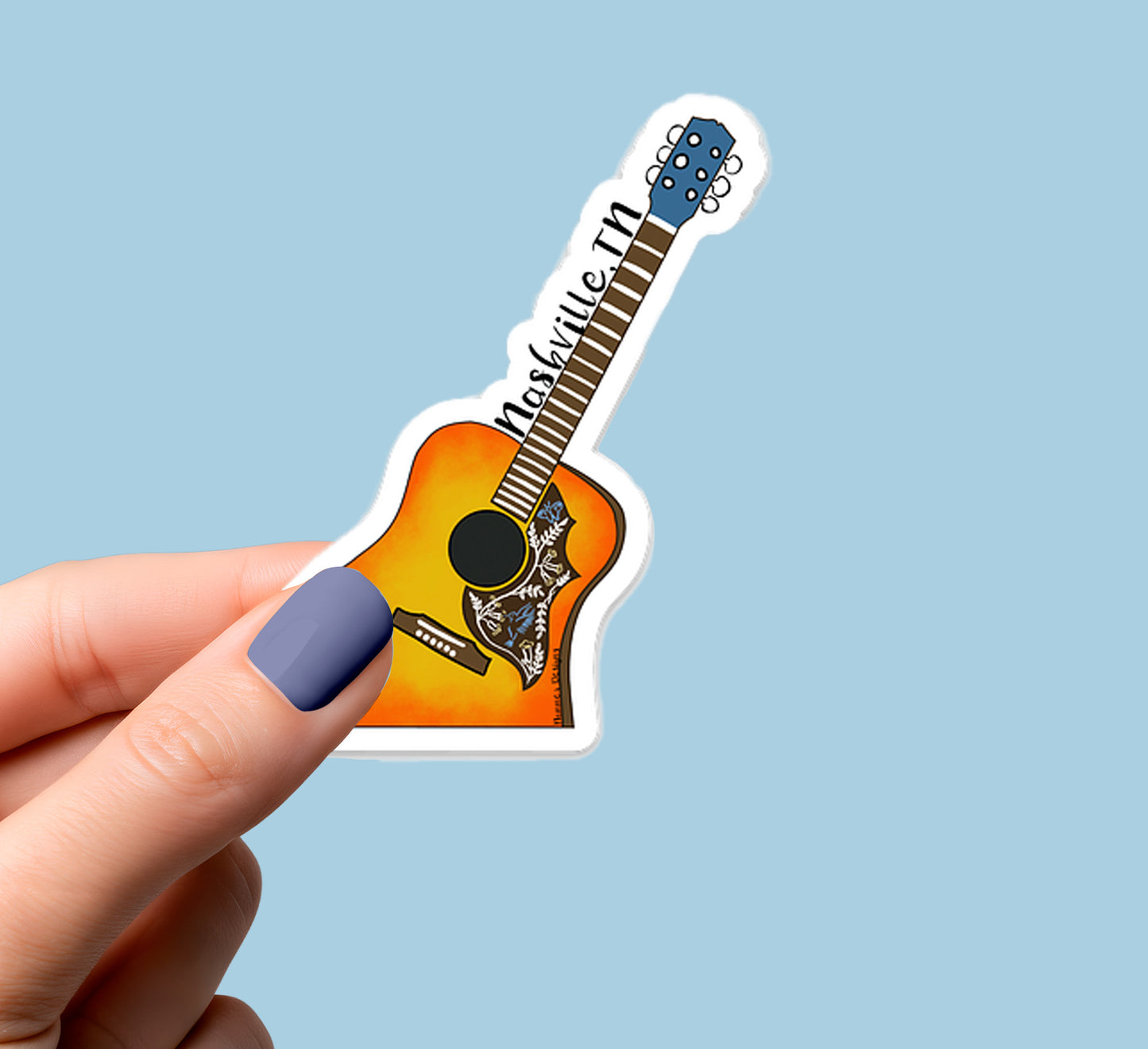 Nashville, TN Hummingbird Acoustic Guitar Sticker
