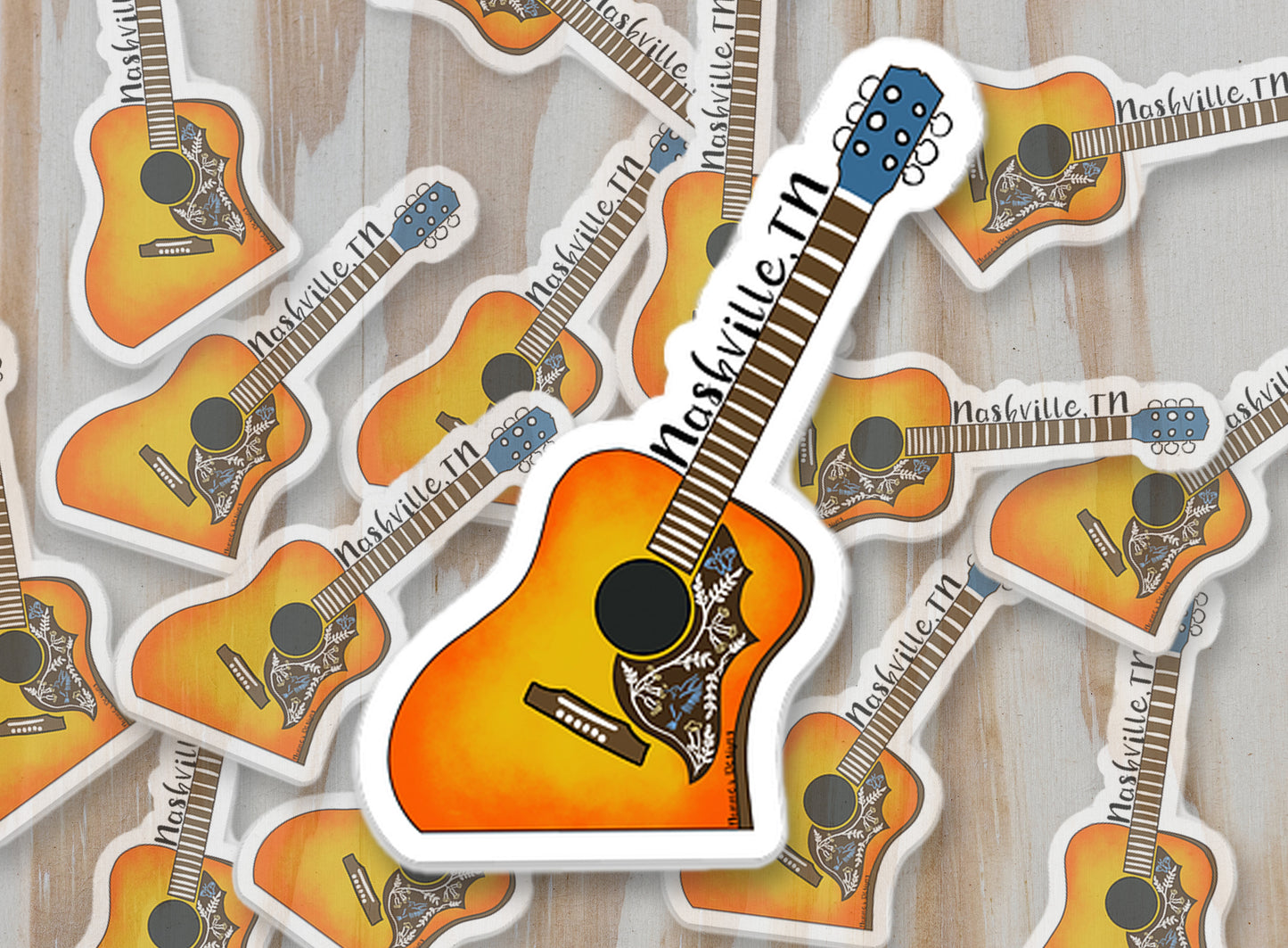 Nashville, TN Hummingbird Acoustic Guitar Sticker