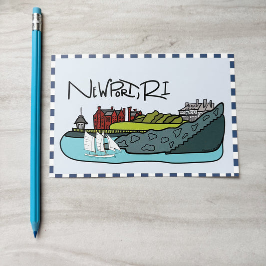 Cliff Walk Newport, RI Postcard