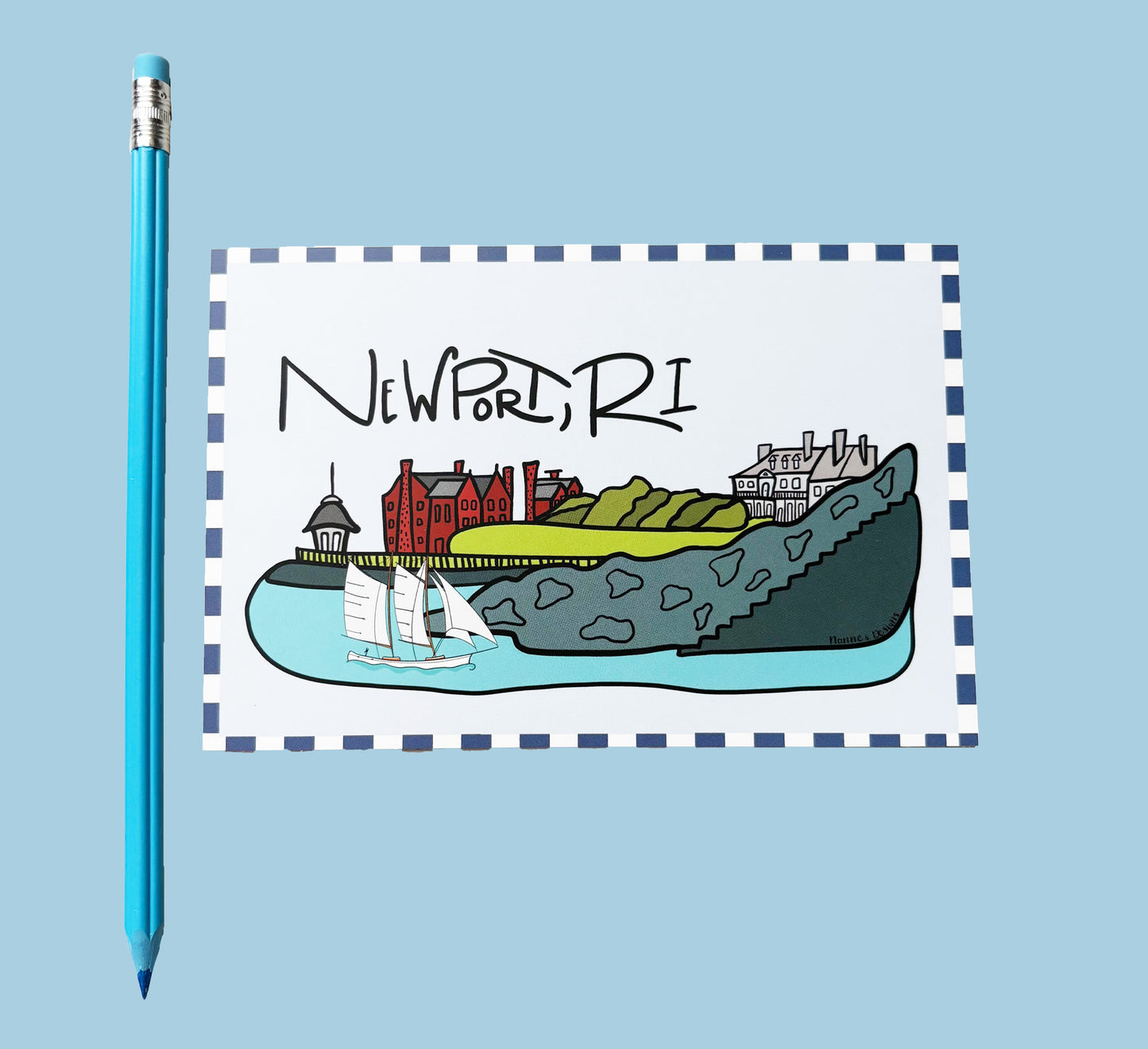 Cliff Walk Newport, RI Postcard
