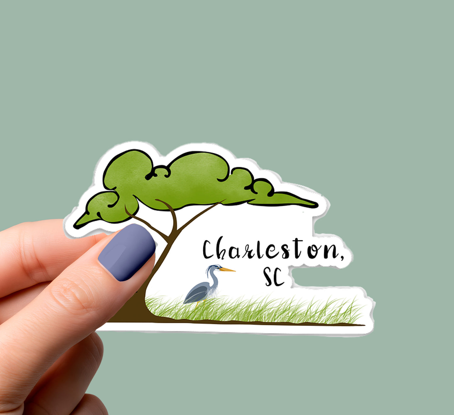 Heron & Oak Tree Charleston, SC Sticker