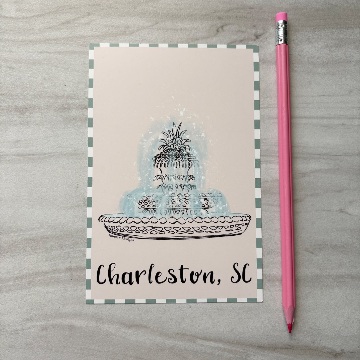 Pineapple Fountain Charleston, SC Postcard