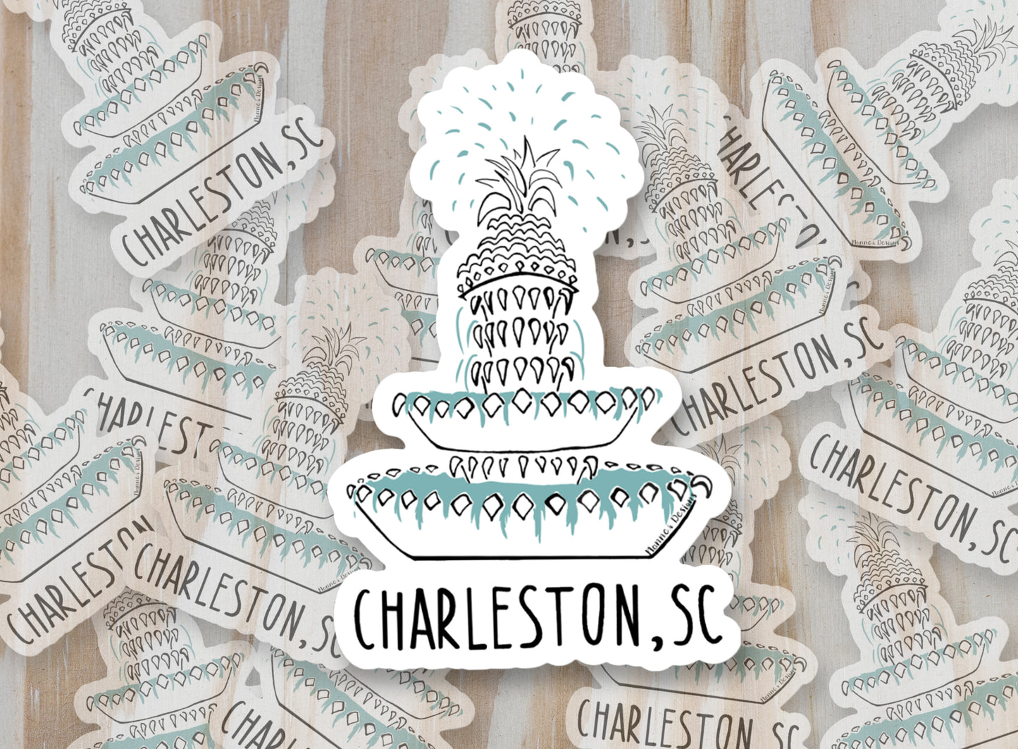 Pineapple Fountain Charleston, SC Sticker