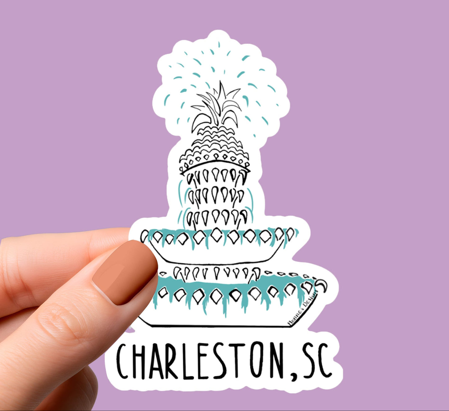 Pineapple Fountain Charleston, SC Sticker