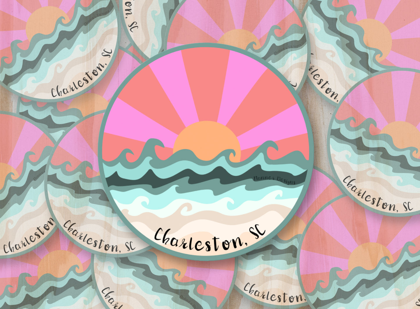 Pink Sunrise Charleston, SC Sticker