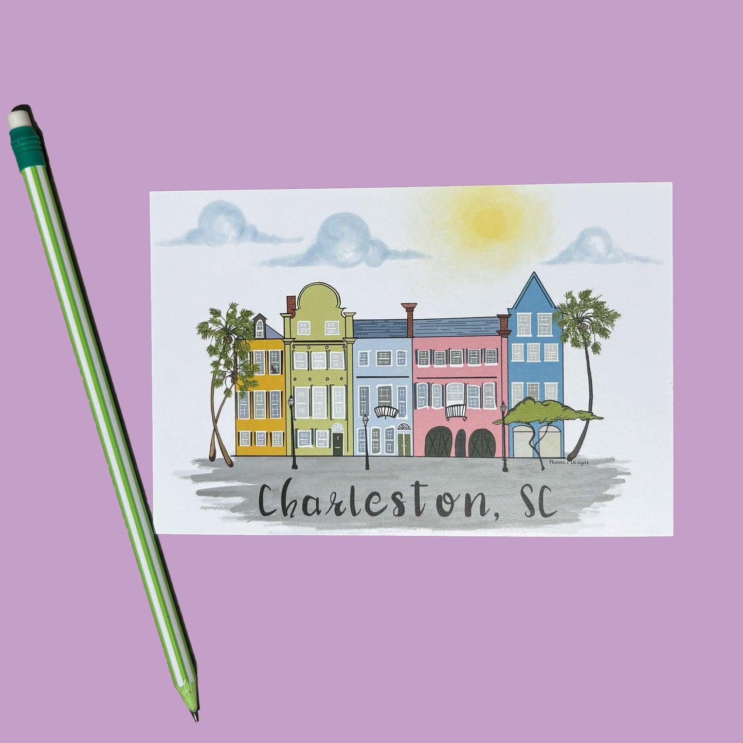 Rainbow Row Charleston, SC Postcard