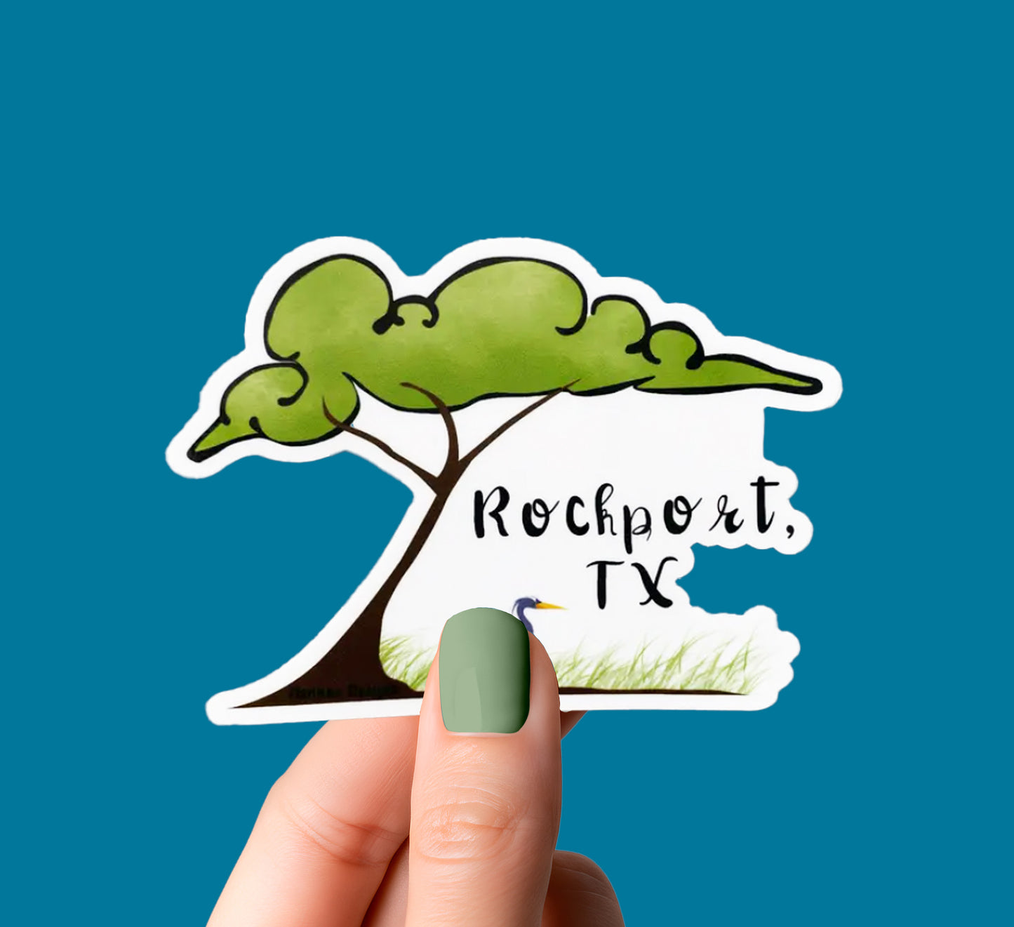 Oak Tree & Heron Rockport, TX Sticker