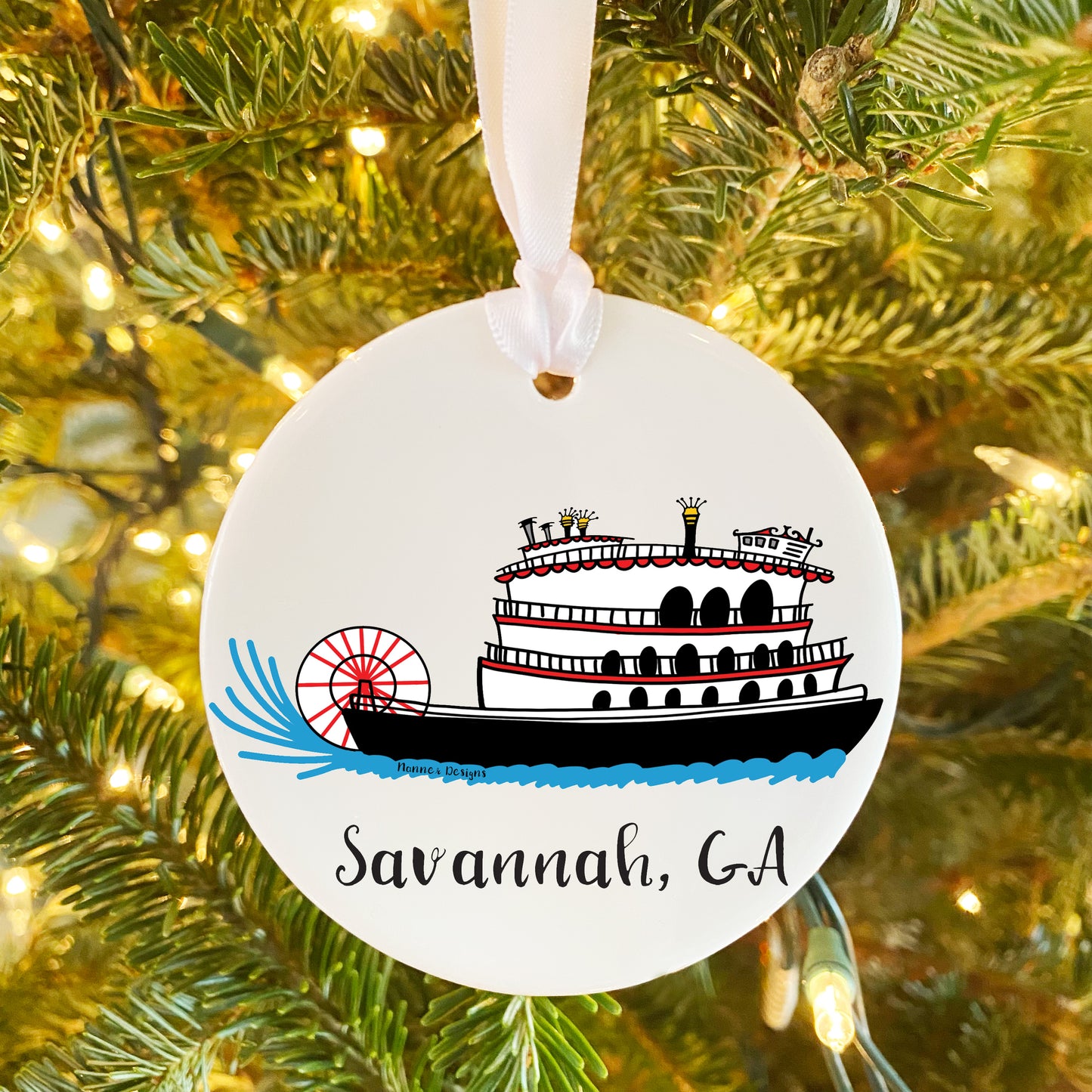 Riverboat Cruise Savannah, GA Ceramic Ornament