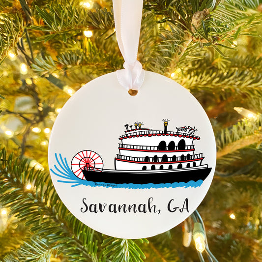 Riverboat Cruise Savannah, GA Ceramic Ornament