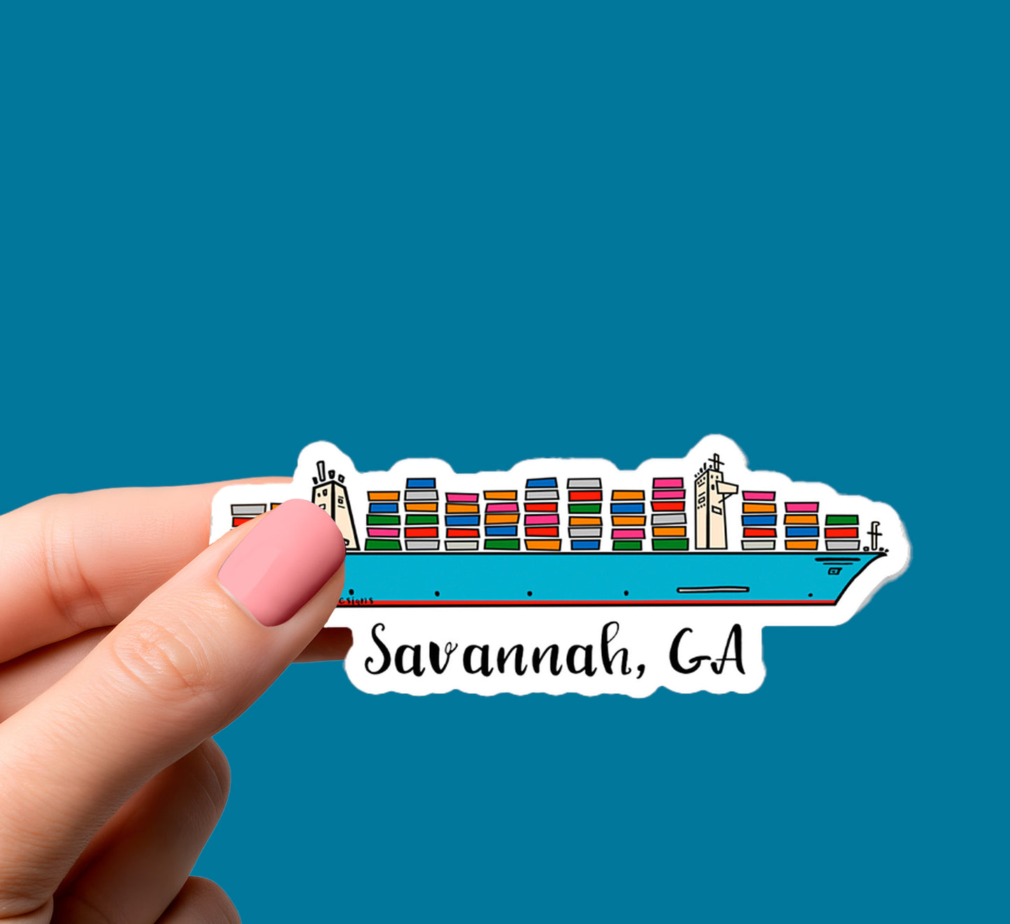 Container Ship Savannah, GA Sticker