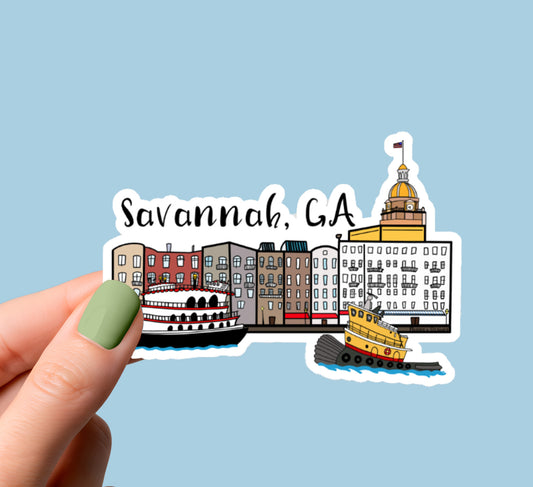 Savannah River Street Georgia Sticker