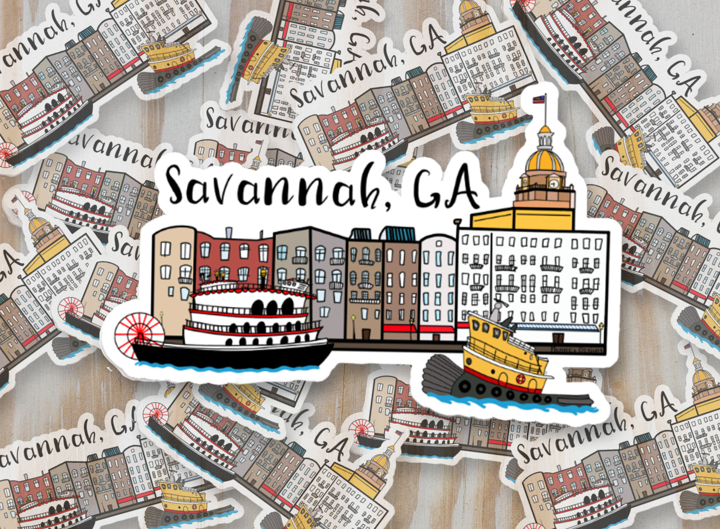 Savannah River Street Georgia Sticker